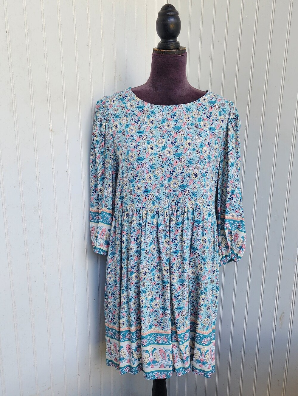 BeBop Dress Y2K Babydoll Gypsy Floral Rayon Boho Schoolgirl Nostalgia Rayon Sz L